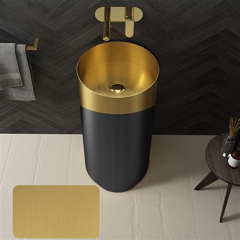 Gold Black Modern Luxury Round Stainless Steel Sink Pedestal Sink