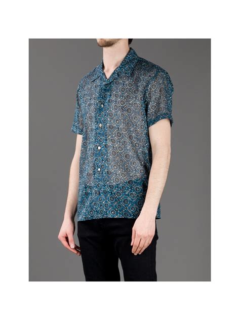 Iceberg Sheer Printed Shirt In Blue For Men Lyst