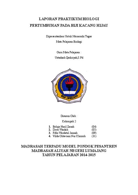 Doc Laporan Praktikum Biologi Pertumbuhan Pada Biji Kacang Hijau