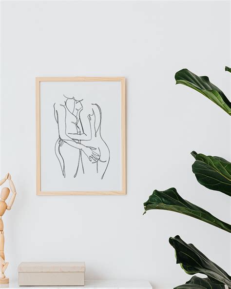 Minimalist Sensual Line Art Lesbian Couple Digital Download Line Art