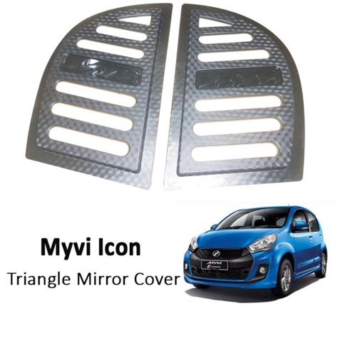 Carbon Rear Side Window Triangle Mirror Cover Protector For Perodua