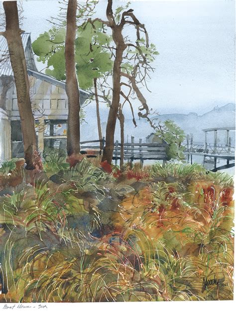 Boathouse At Watercolor By Bob Moody Beverly McNeil Gallery