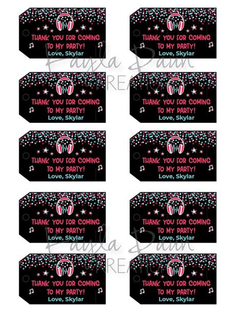 Music Inspired Thank You Gift Tags Tiktok Party Etsy Canada Gift