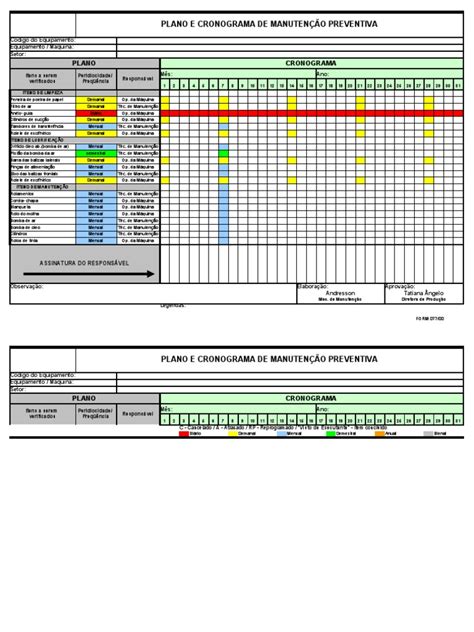 Plano e Cronograma de Manutençao Preventiva