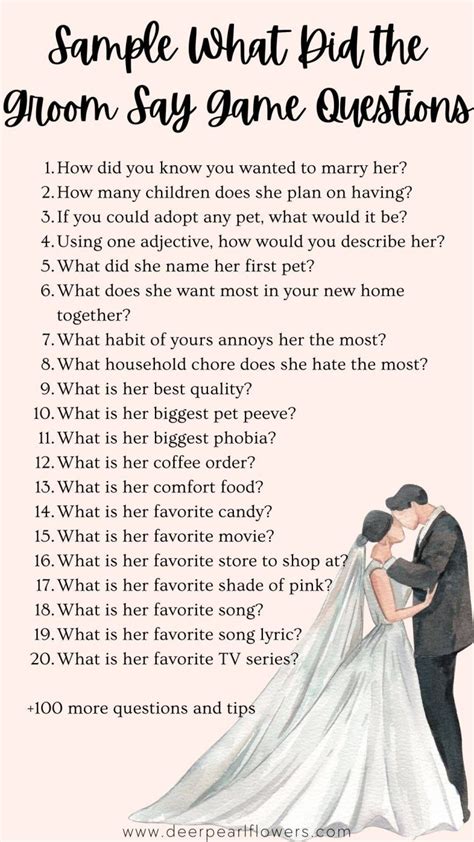 What Did The Groom Say Game Questions Templates