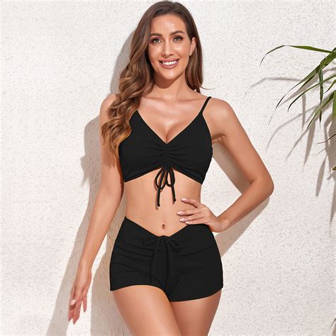 Maillot de Bain Femme 2 Pièces Bikini Taille Haute Maillot de Bain