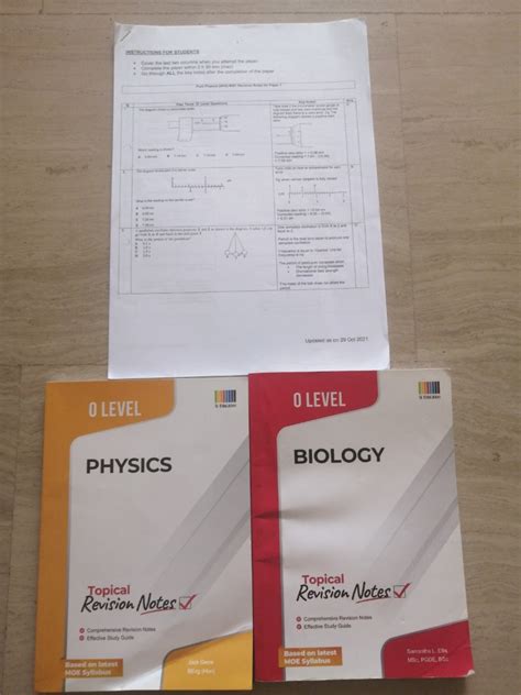 O Level Topical Revision Notes Pure Physics And Bio Hobbies Toys