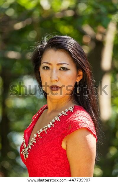 Sexy Mature Asian Woman Red Dress Stock Photo Shutterstock