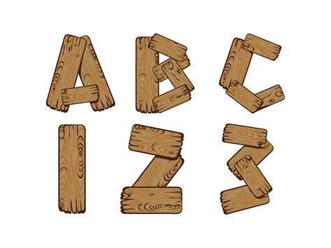 Vintage Wood Alphabet And Numbers Clipart Wood Letters Clipart Wood