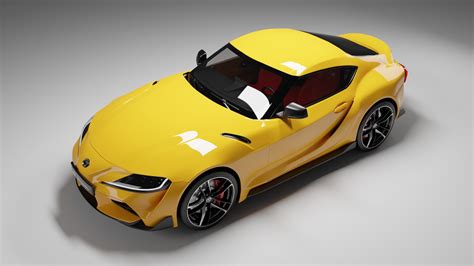 toyota supra  yellow  model turbosquid
