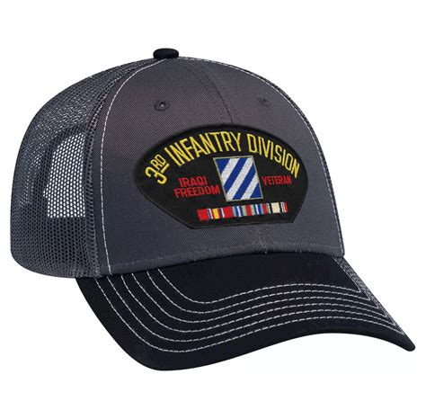 Rd Infantry Division Iraqi Freedom Vet Gray Mesh Back Cap New Gray