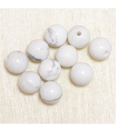 Perles Rondes En Howlite Mm Lot De Perles Pierre Naturelle Ou