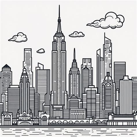 Elegant Vector Line Art Of World Famous City Skylines Premium Ai