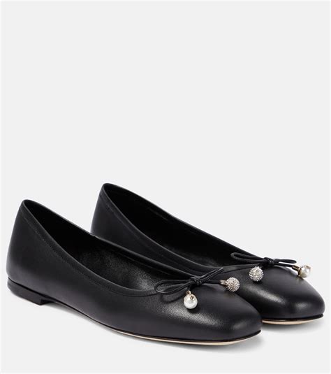 Elme Embellished Leather Ballet Flats In Black Jimmy Choo Mytheresa