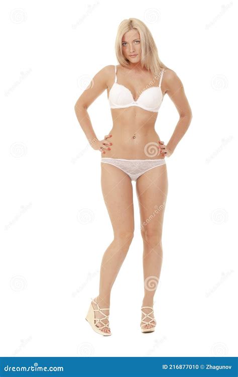 Woman In White Lingerie Gorgeous Figure Stock Photo Image Of Figure Background 216877010