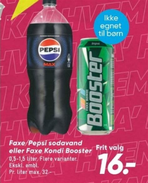 Faxe Pepsi Sodavand Eller Faxe Kondi Booster Tilbud Hos Bilka