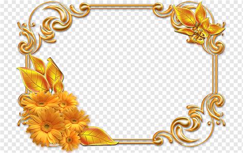 Gold Flowers And Leaves Digital Frame Illustration Frames Graphy