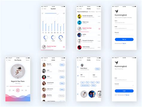 Hummingbird - Music App Screens | Free PSD Template | PSD Repo