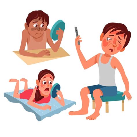 Premium Vector Cartoon Sunburn People