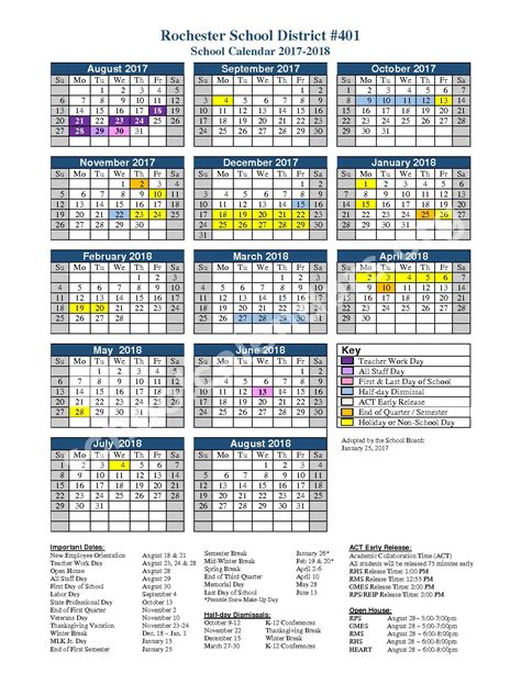 Rochester Public Schools District Calendar 2024 - Schoolcalendars.net