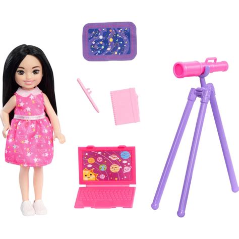 Barbie Chelsea Astronomer Doll Accessories Set Career Themed Brunette Small Doll HTK33