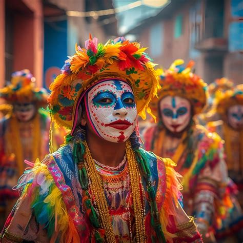 Premium Photo A Group Of People In Colorful Costumes With Colorful