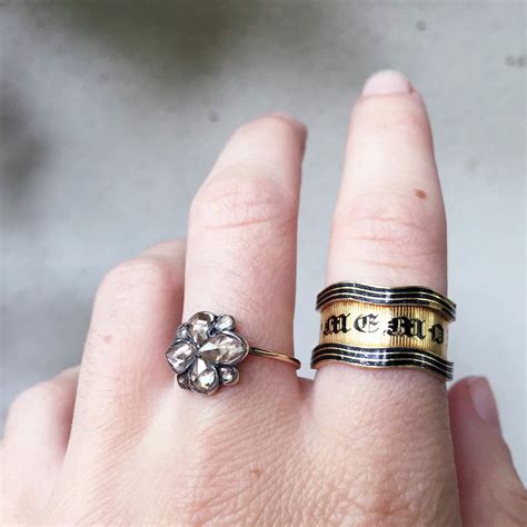 black enamel mourning ring bell  bird