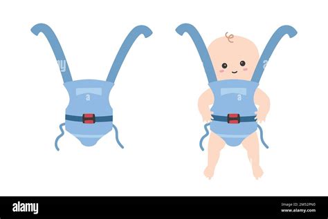 Blue Baby Sling Clipart Simple Cute Little Baby In Sling Flat Vector