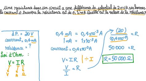 Vid O Question Utiliser La Loi Dohm Pour Trouver La Valeur Dune