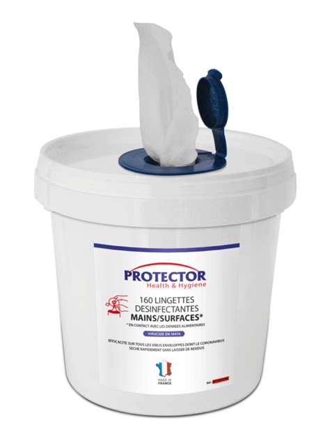 LINGETTES DESINFECTANTES MAINS ET SURFACES ALIMENTAIRE POT DE 160