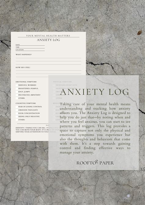 Anxiety Log Pdf Printable Mental Health Tracker Cbt Tool For Managing