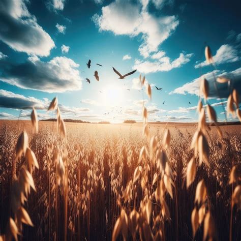 Premium Photo Golden Field Of Wheat And Sunset