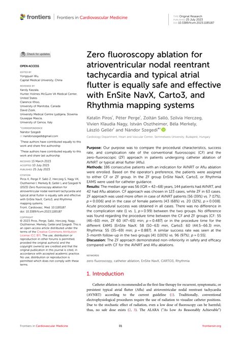 PDF Zero Fluoroscopy Ablation For Atrioventricular Nodal Reentrant