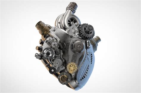 Premium Ai Image Car Engine With Heart Shape Designed In White