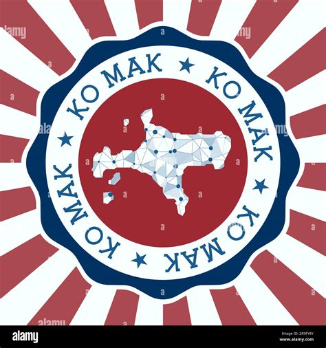 Ko Mak Badge Round Logo Of Island With Triangular Mesh Map And Radial