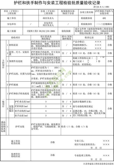 【细部子分部】tj6941 护栏和扶手制作与安装工程检验批质量验收记录品茗逗逗网品茗施工软件服务平台