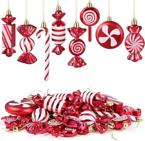 Leyndo 24 Pcs Christmas Candy Hanging Ornament Candy Cane Christmas Tree Decoration