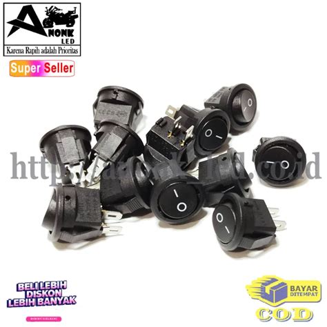 Saklar On Off Bulat Kecil Rocker Switch On Off Hitam 2pin 2 Kaki