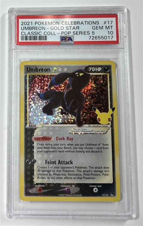 Psa 10 Gem Mt 2021 Pokemon Celebrations Classic Collection 17 Umbreon