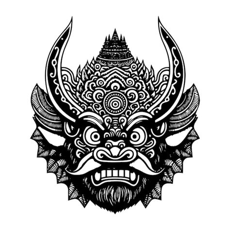 Premium Vector Line Art Ornament Of The King Barong Bali