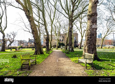 Benches And Path Through The Churchyard Of St Anne S Church Limehouse