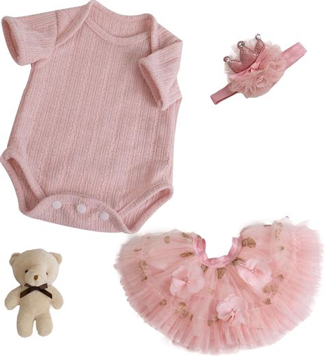 Ekokiz Reborn Baby Dolls Clothes Girl Pink Baby Clothes For