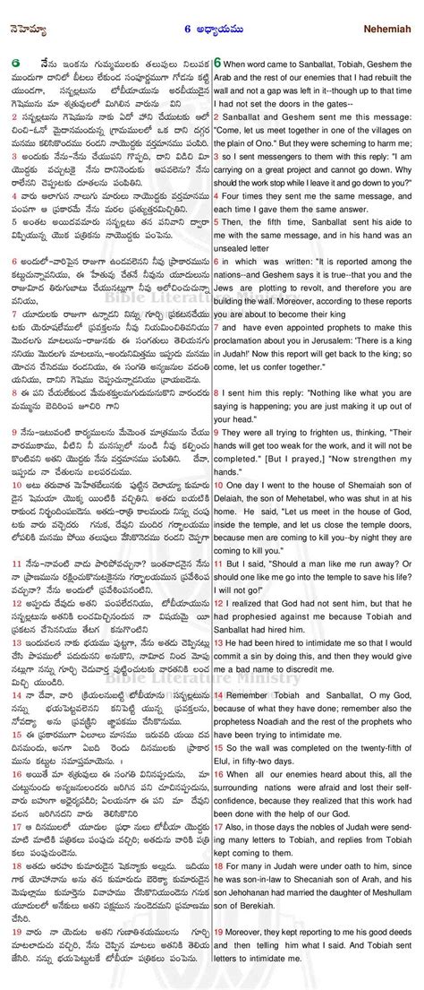 Bible Literature Ministry Telugu English Bible Nehemiah Chapter 2