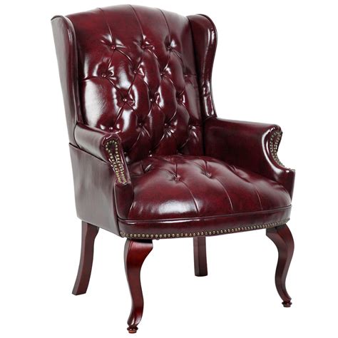 Boss B By Traditional Series Burgundy Wingback Guest Chair