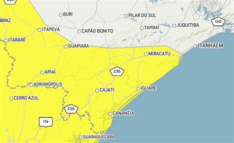 INMET Emite Alerta Amarelo Para Chuvas E Ventos No Vale Do Ribeira