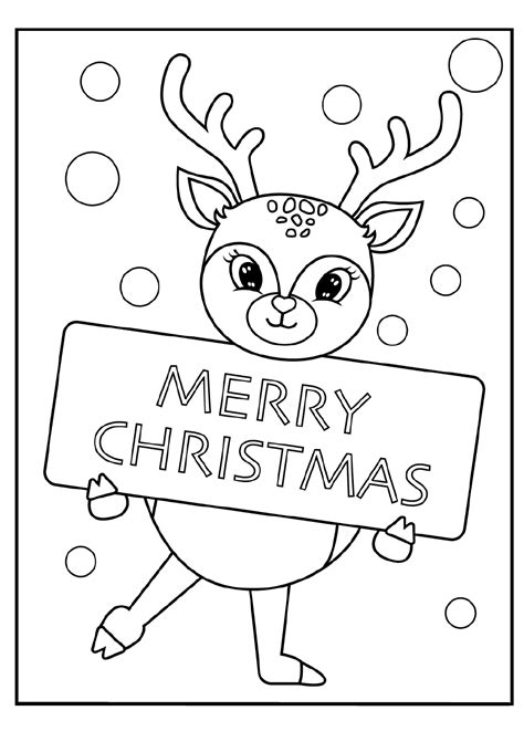 Reindeer Coloring Pages Merry Christmas Download Printable Pdf