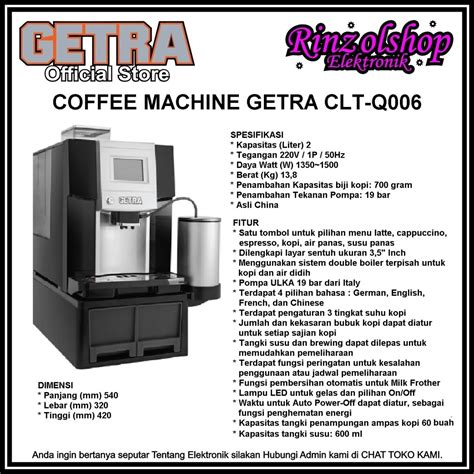 Jual CLT Q006 GETRA MESIN KOPI ESPRESSO LATE CLT Q006 NEW Shopee