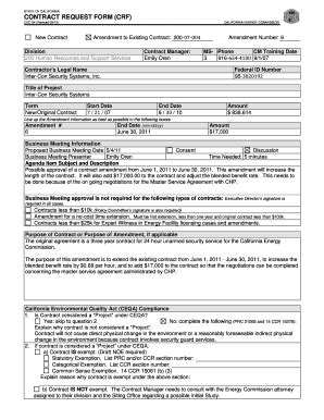 Fillable Online Energy Ca Amendment To Existing Contract