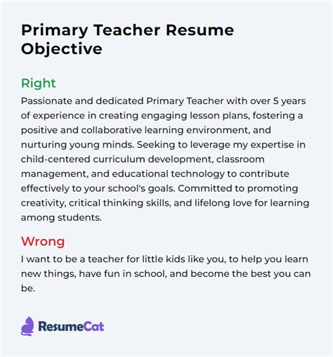 Top 16 Primary Teacher Resume Objective Examples ResumeCat