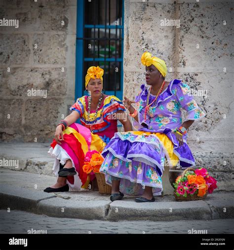 Cuban Women In Traditional Dress Havana Cuba Stock Photo Alamy